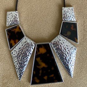 Brown 0nix-print statement necklace